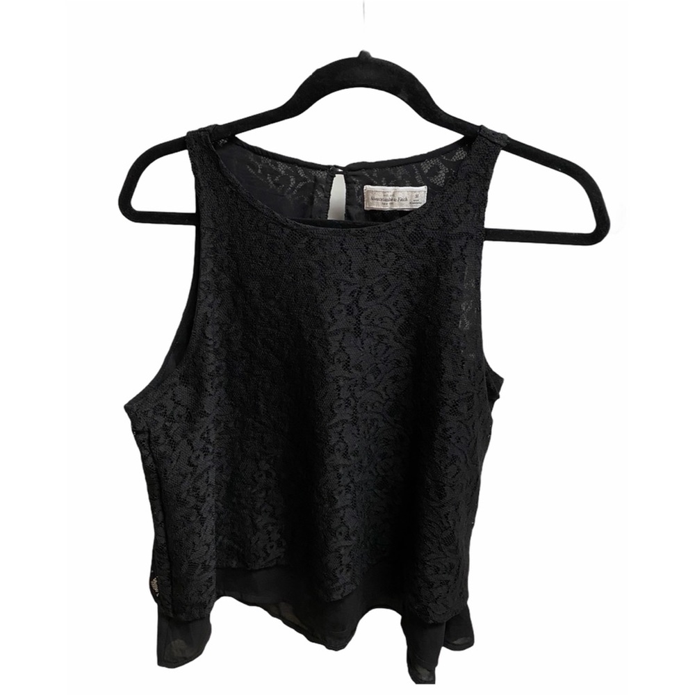 Abercrombie & Fitch Black Overlay Lace Tank Medium